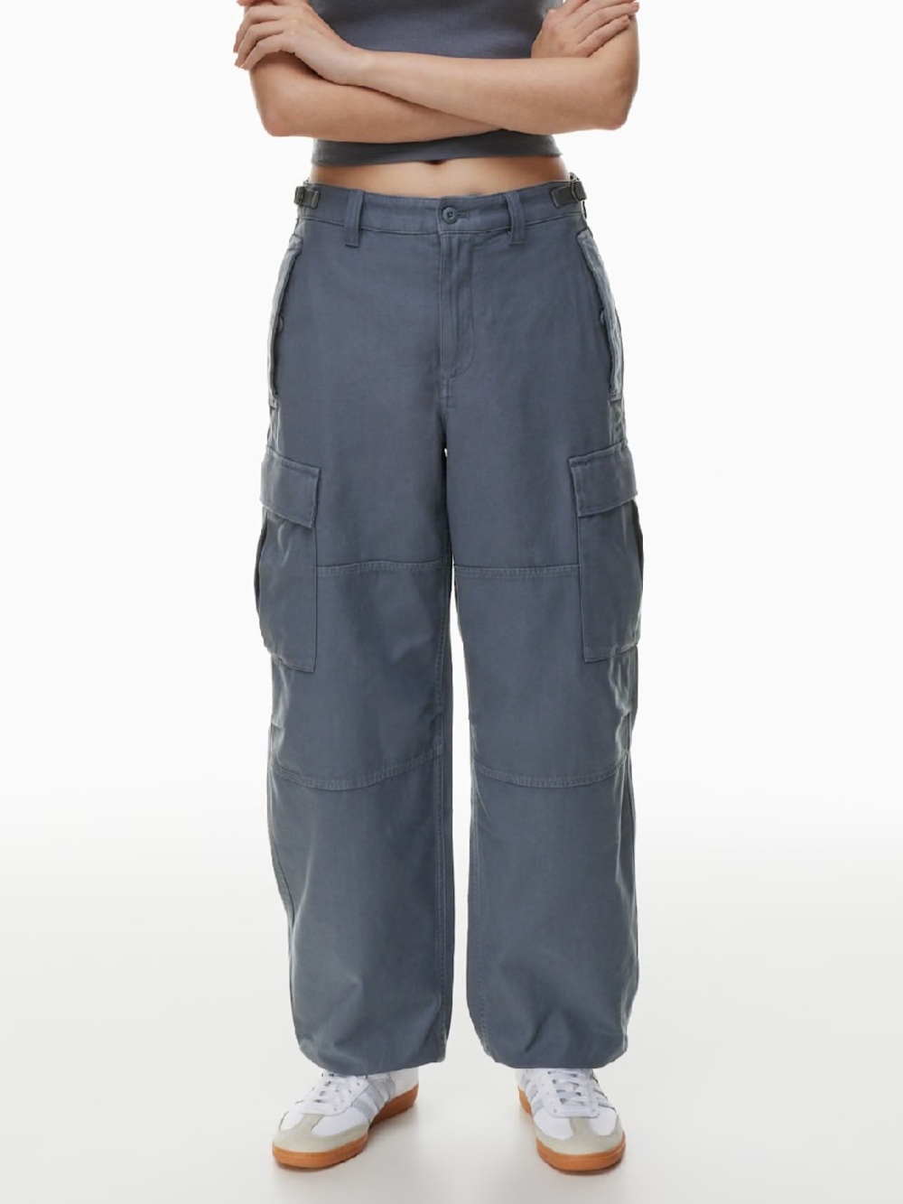 ARITZIA TNA Supply Gray Cargo Pants GD Vintage Navy 100% Cotton Size 4